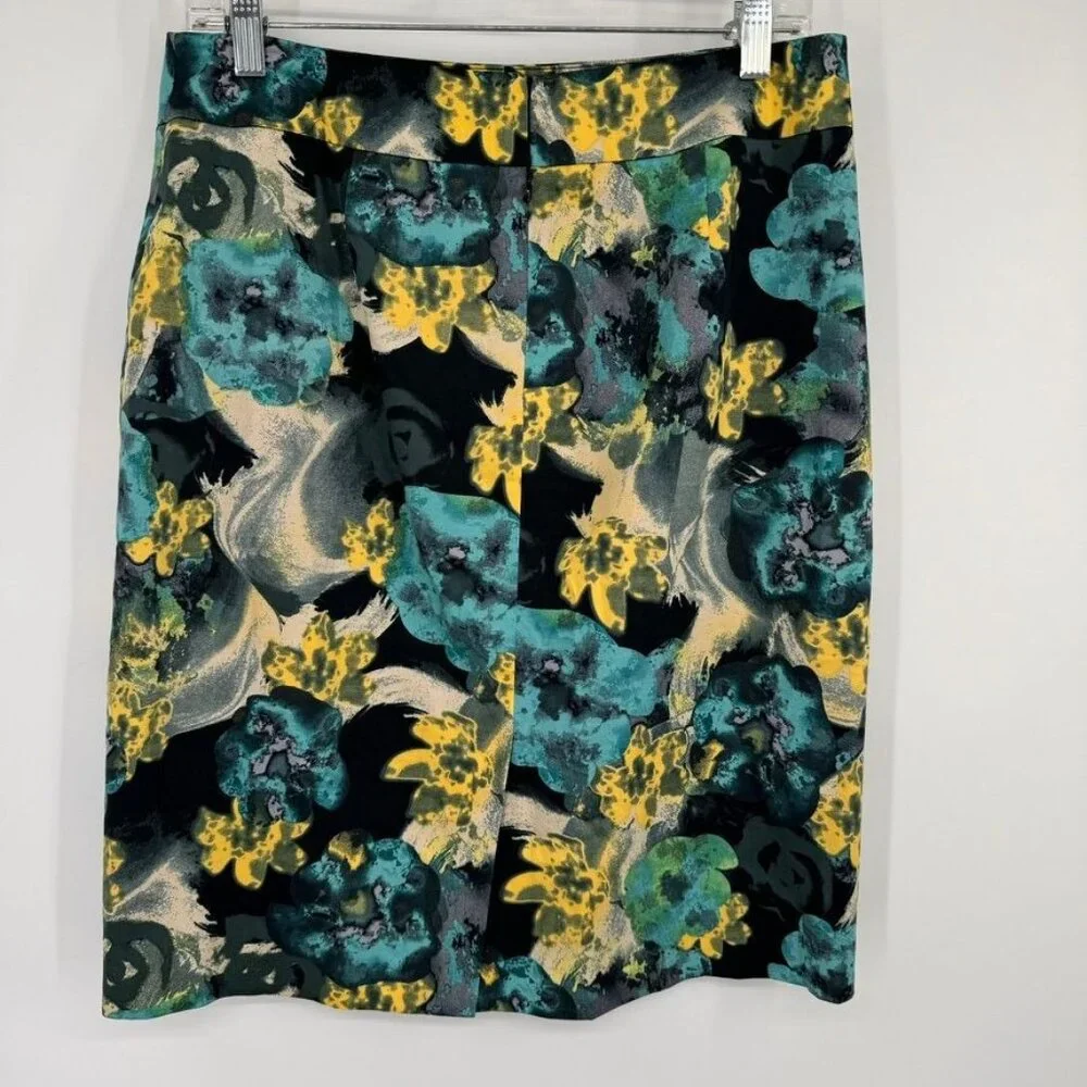 Ann Taylor Womens watercolor Floral Pencil Skirt Size 10 Cotton stretch